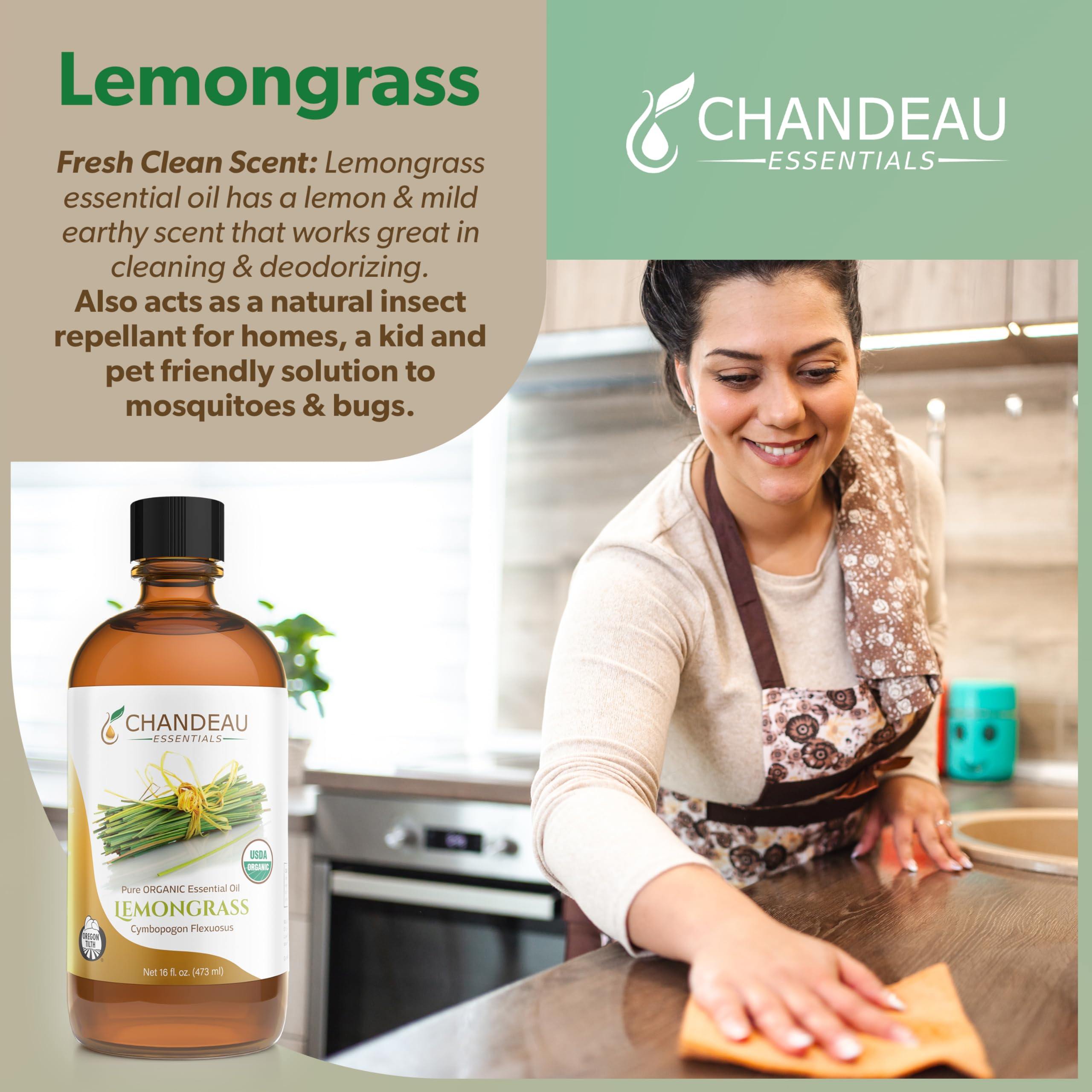 Chandeau Essentials lemongrass oil in kitchen freshener setup for scenting