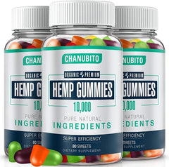 CHANUBITO hemp gummies 3-pack bottle for convenient daily calm and sleep support.