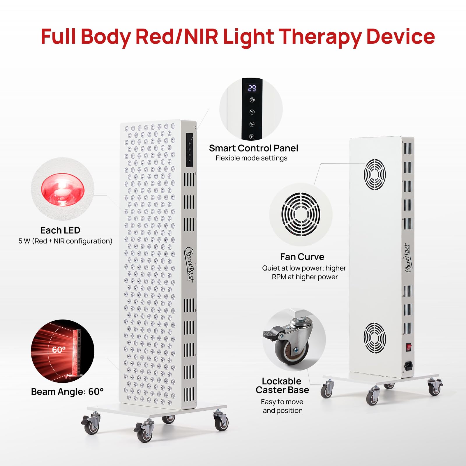Charmpilot red light panel 810nm warm glow supports daily relaxation