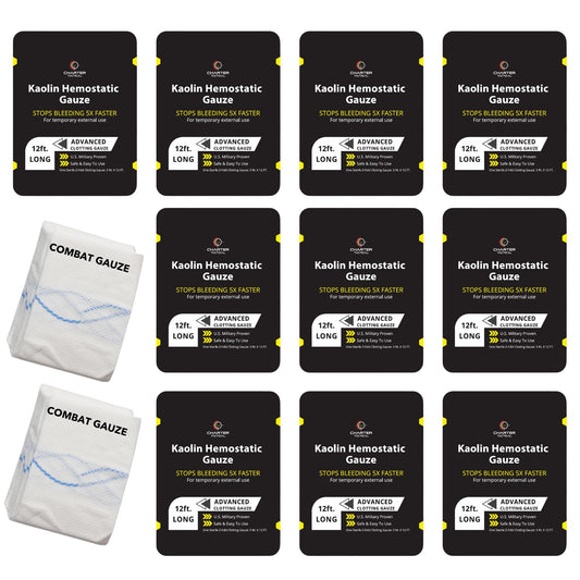 Charter Tactical Quick Clot Combat Gauze, 3x12.5', ideal for rapid wound packing and emergency bleeding control.