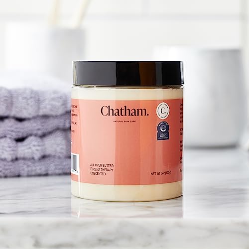 Chatham All Over Butter tub on bathroom shelf ready to use.