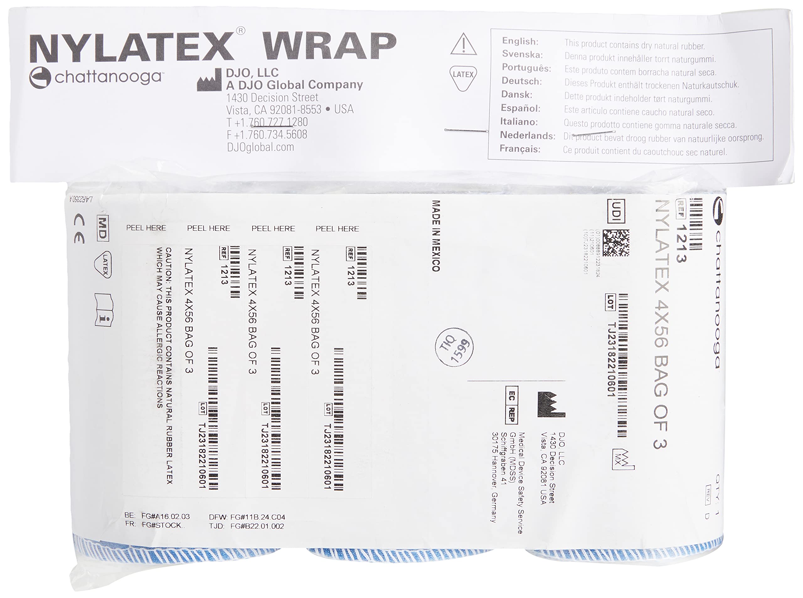 Velcro tab on Chattanooga Nylatex wrap enables easy, adjustable fit.