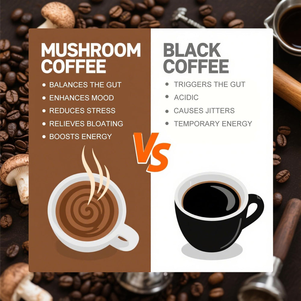 CHATTER PAWS Mushroom Coffee instant mix scoop demonstrates quick, convenient preparation.