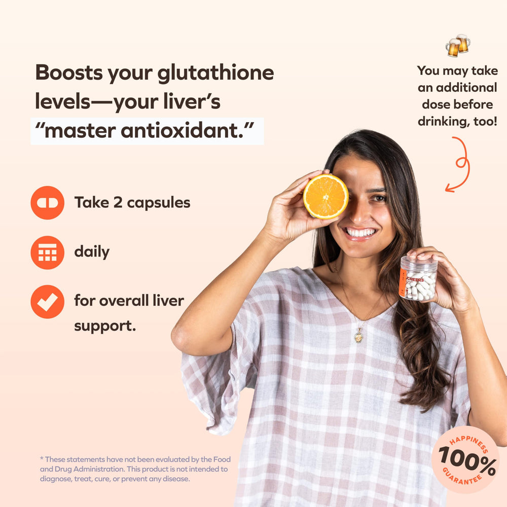 Cheers Protect bottle label detail highlighting key ingredients and benefits.