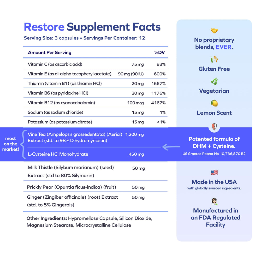 Cheers R&R Relief capsules for next-morning use and improved daytime energy.