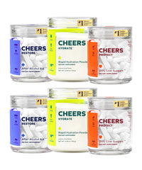 Cheers Super Combo Restore bottle with capsules for post-drinking support.