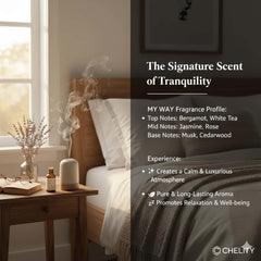 Chelity fragrance oil packaging front 10ml — premium hotel-inspired presentation.