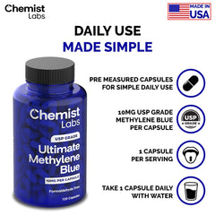 Pouring Methylene Blue capsules from the bottle for easy daily use