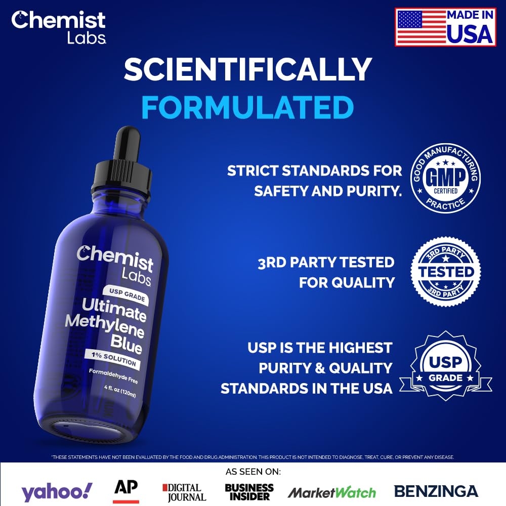 Chemist Labs Methylene Blue dropper cap enabling easy daily dosing