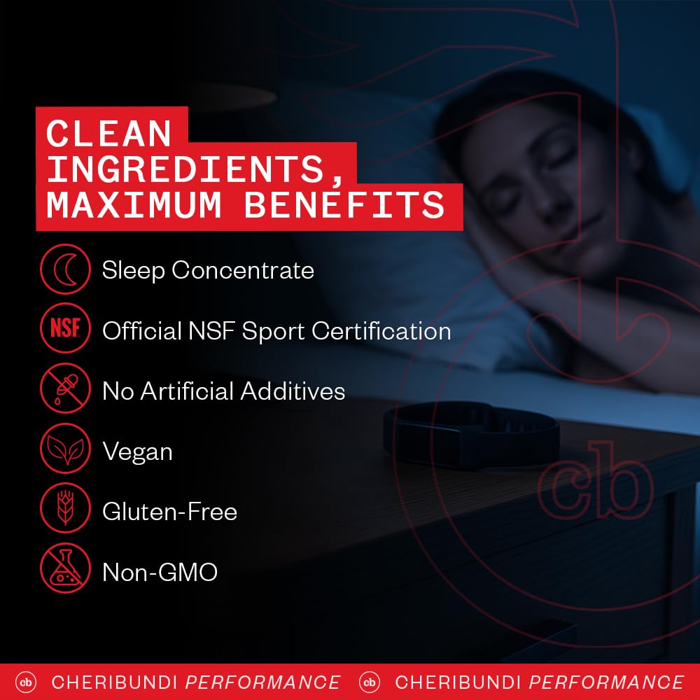 Cheribundi Tart Cherry Sleep athlete-benefit image suggests performance support after workouts.