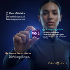CHEWSHEALTH DynaMind iQ jar displaying colorful chews for memory support