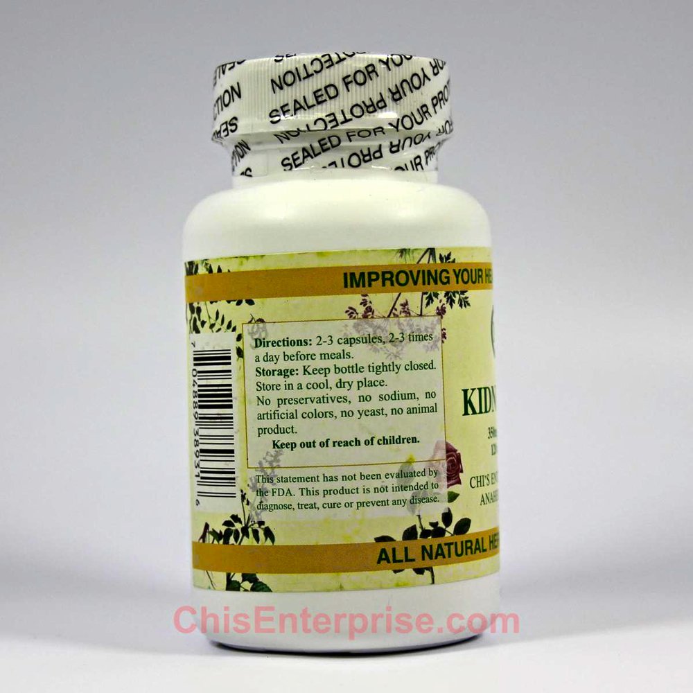 Chi's Kidney Chi label shows vegan, non-GMO formula.