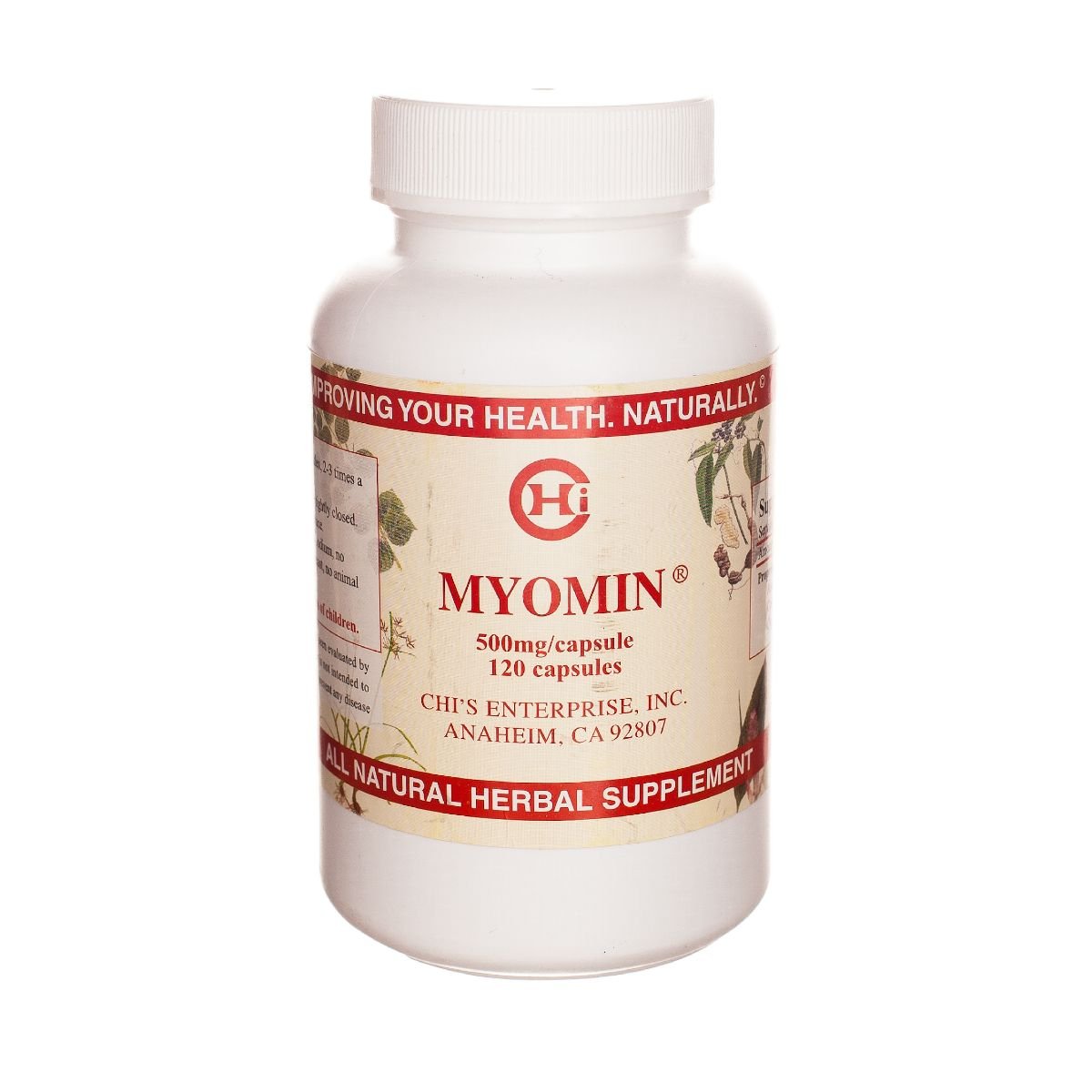 Chi's Enterprise Myomin bottle 120 capsules offers convenient daily use for balanced wellness.