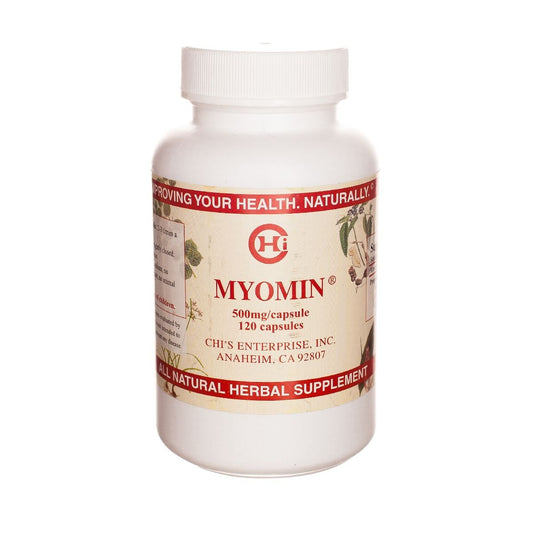 Chi's Enterprise Myomin bottle 120 capsules offers convenient daily use for balanced wellness.