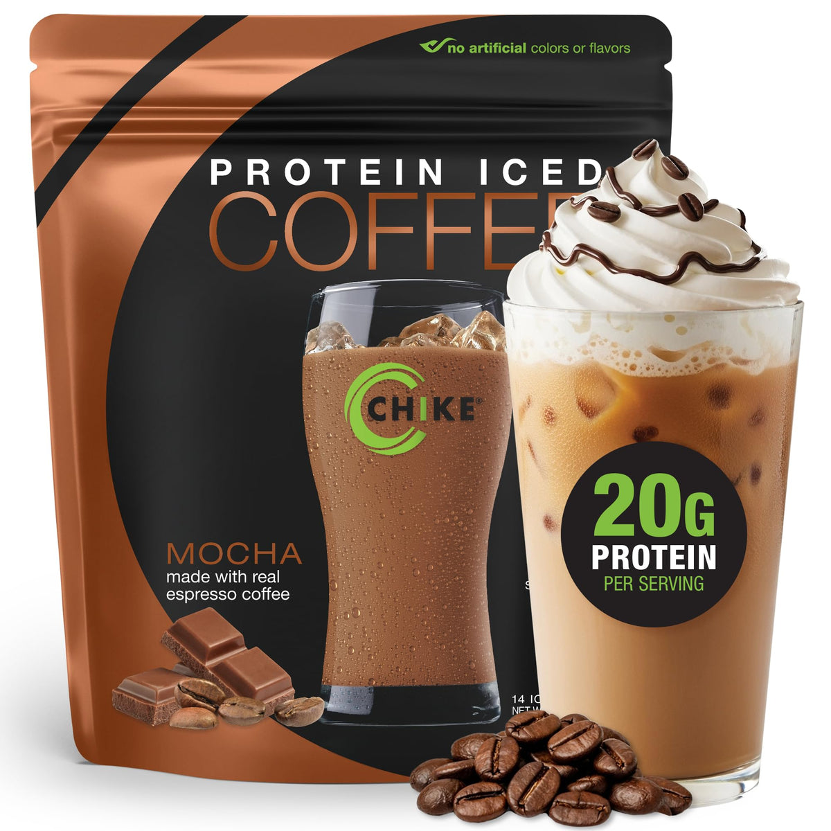 CHIKE Mocha High Protein Iced Coffee with two espresso shots for an energy boost.