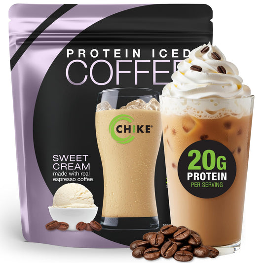CHIKE Sweet Cream High Protein Iced Coffee bottle for on-the-go energy