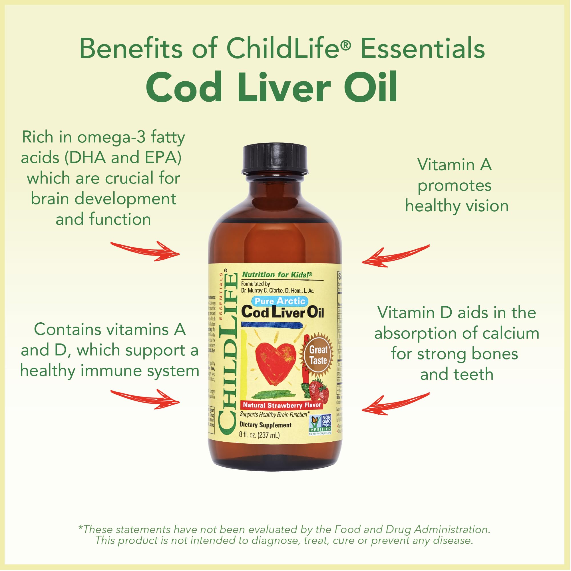 CHILDLIFE ESSENTIALS cod liver oil bottle suitable for babies 6+ months.