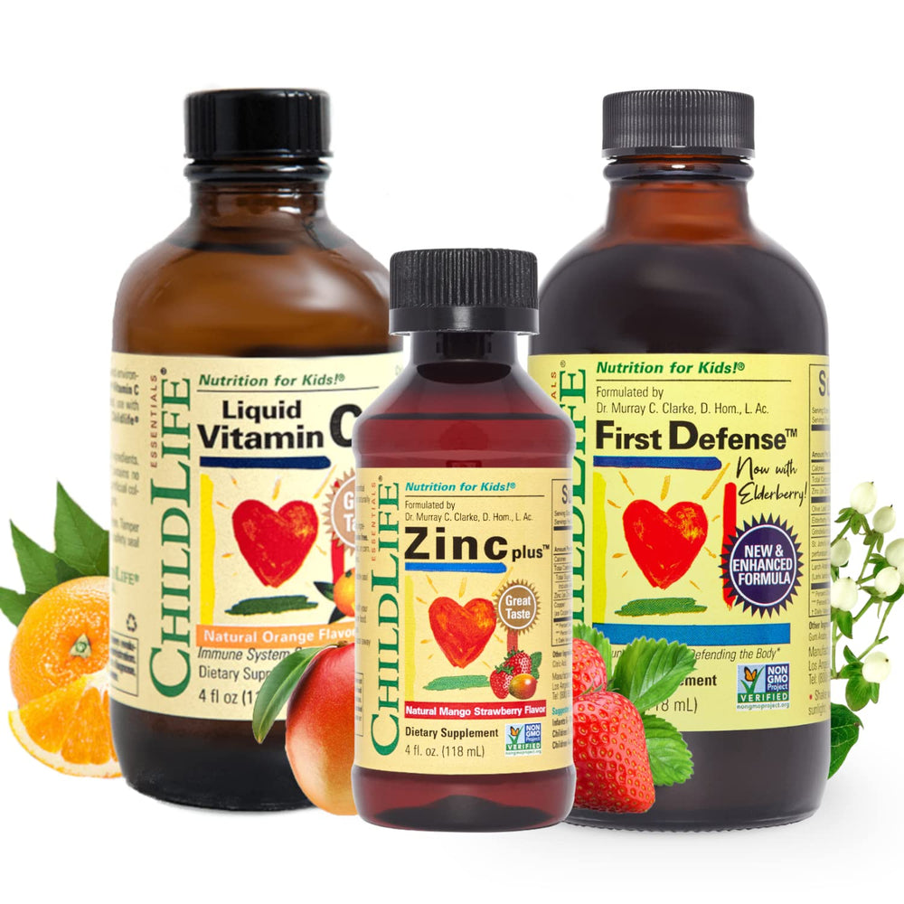 CHILDLIFE ESSENTIALS Immune Support 3-Pack bottles for kids' daily wellness.
