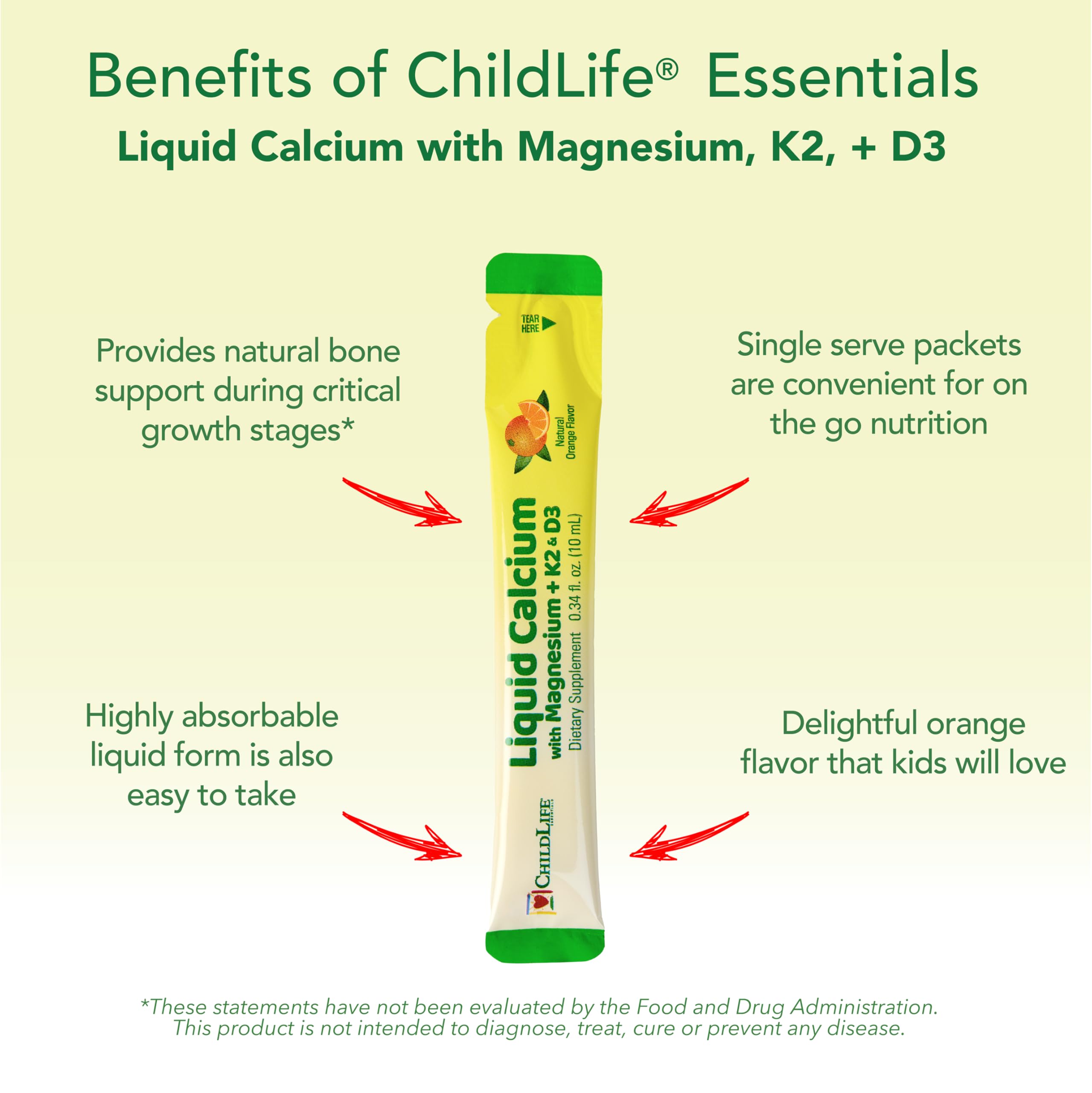 ChildLife Essentials kid-friendly orange flavor calcium sticks