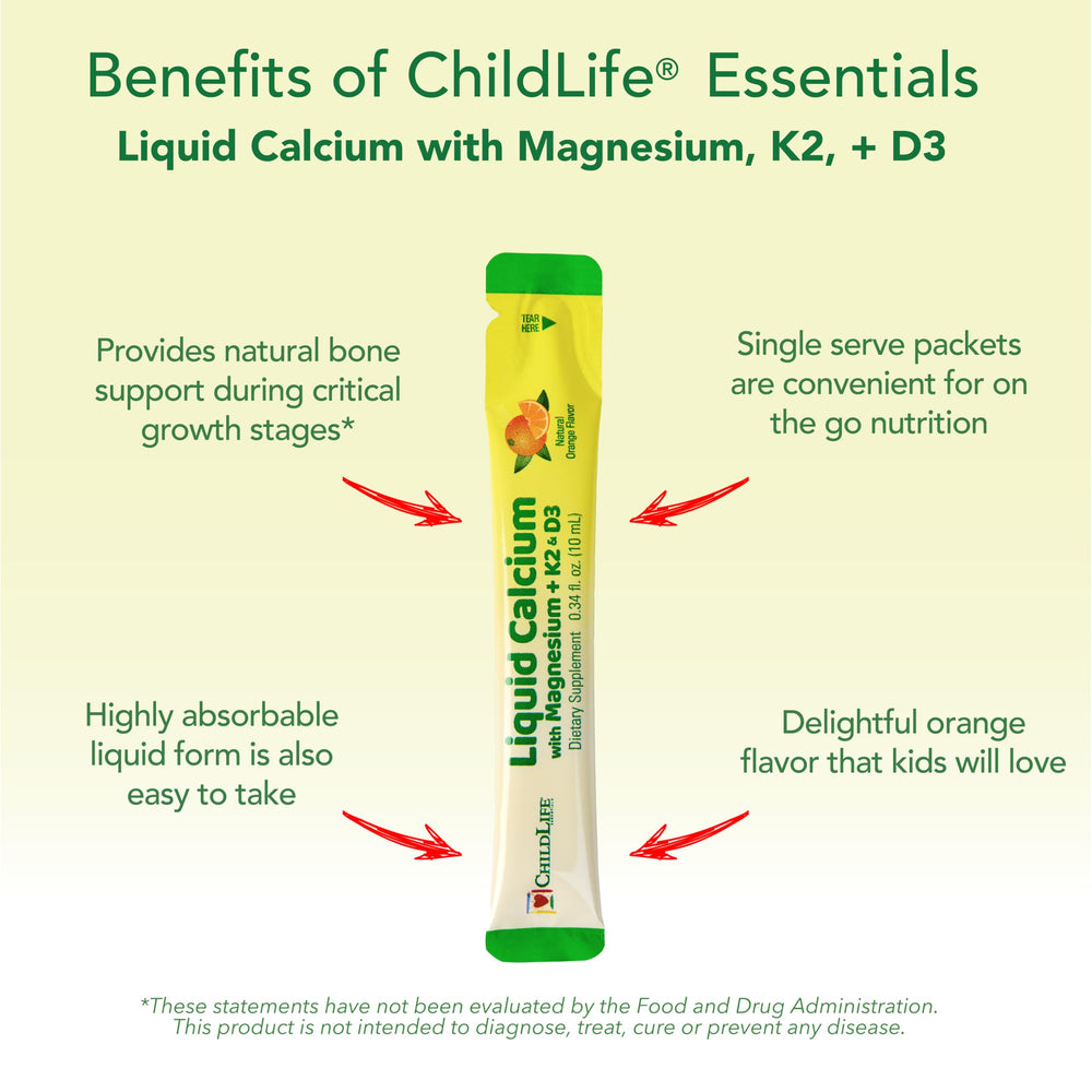 ChildLife Essentials kid-friendly orange flavor calcium sticks