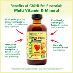 CHILDLIFE ESSENTIALS orange mango flavor bottle offers pleasant tasting daily nutrition