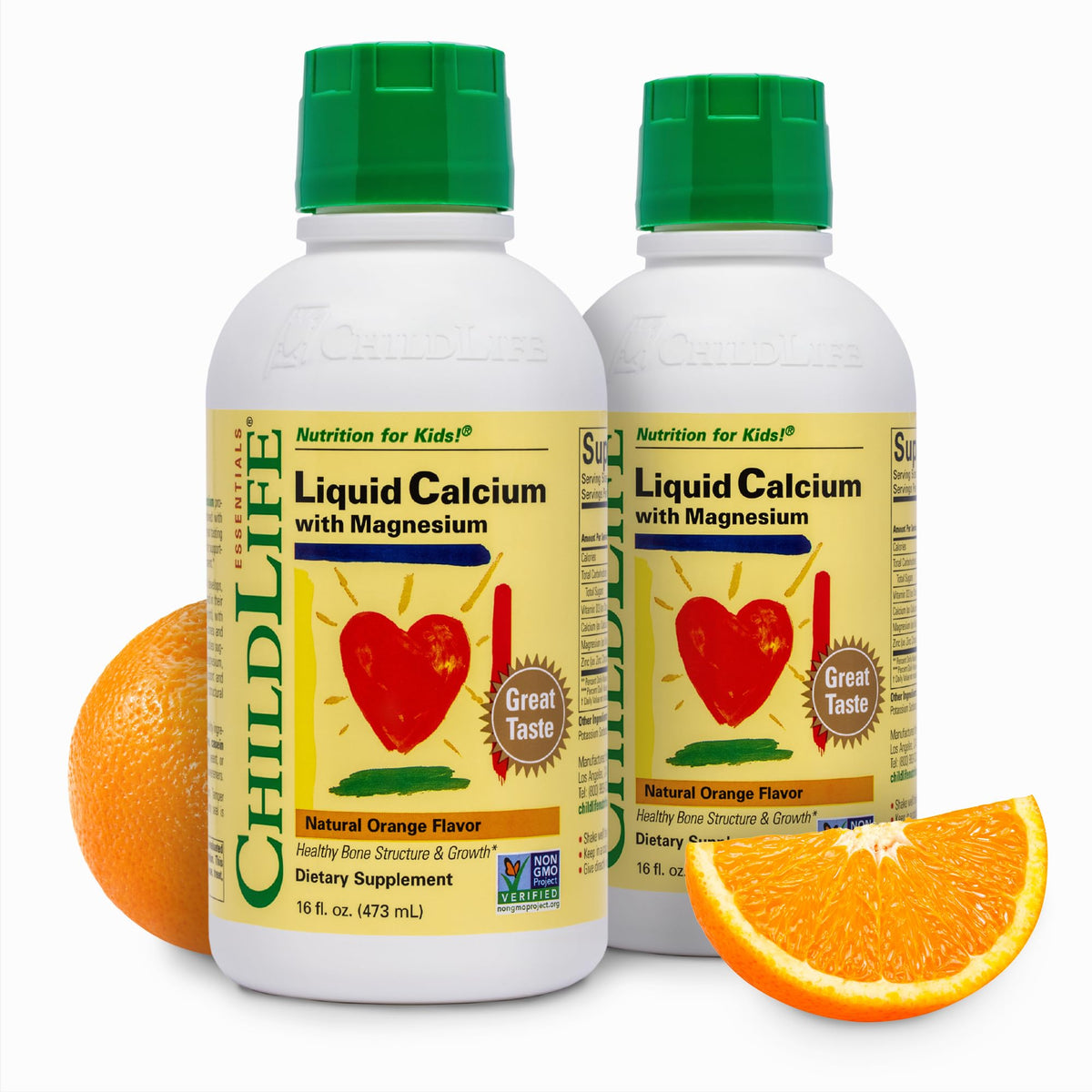 ChildLife Essentials liquid calcium bottle front with easy-dosing for kids
