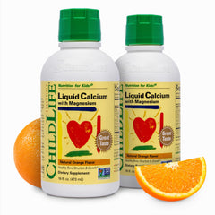 ChildLife Essentials liquid calcium bottle front with easy-dosing for kids
