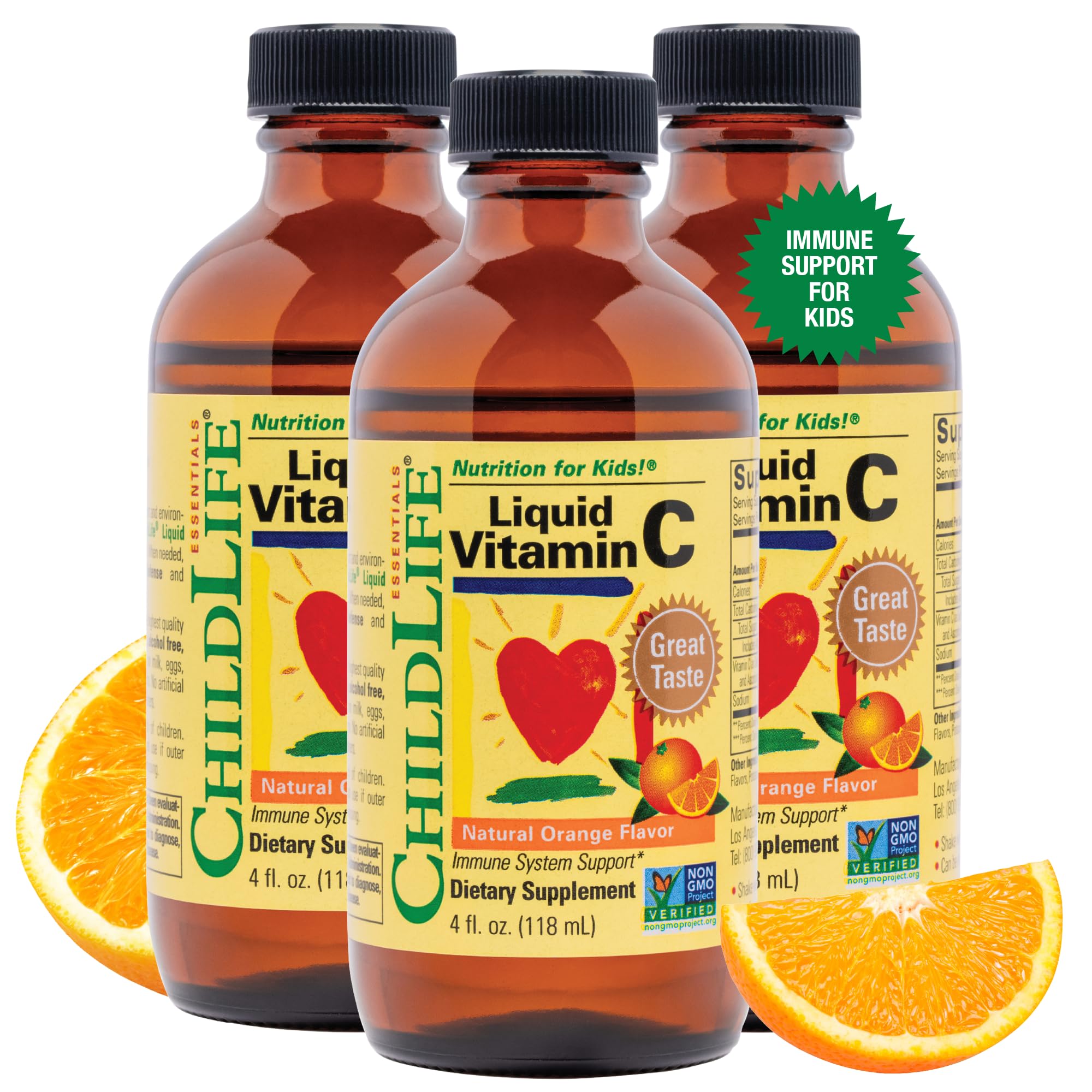 ChildLife Essentials Liquid Vitamin C bottle front view for easy daily immune support.