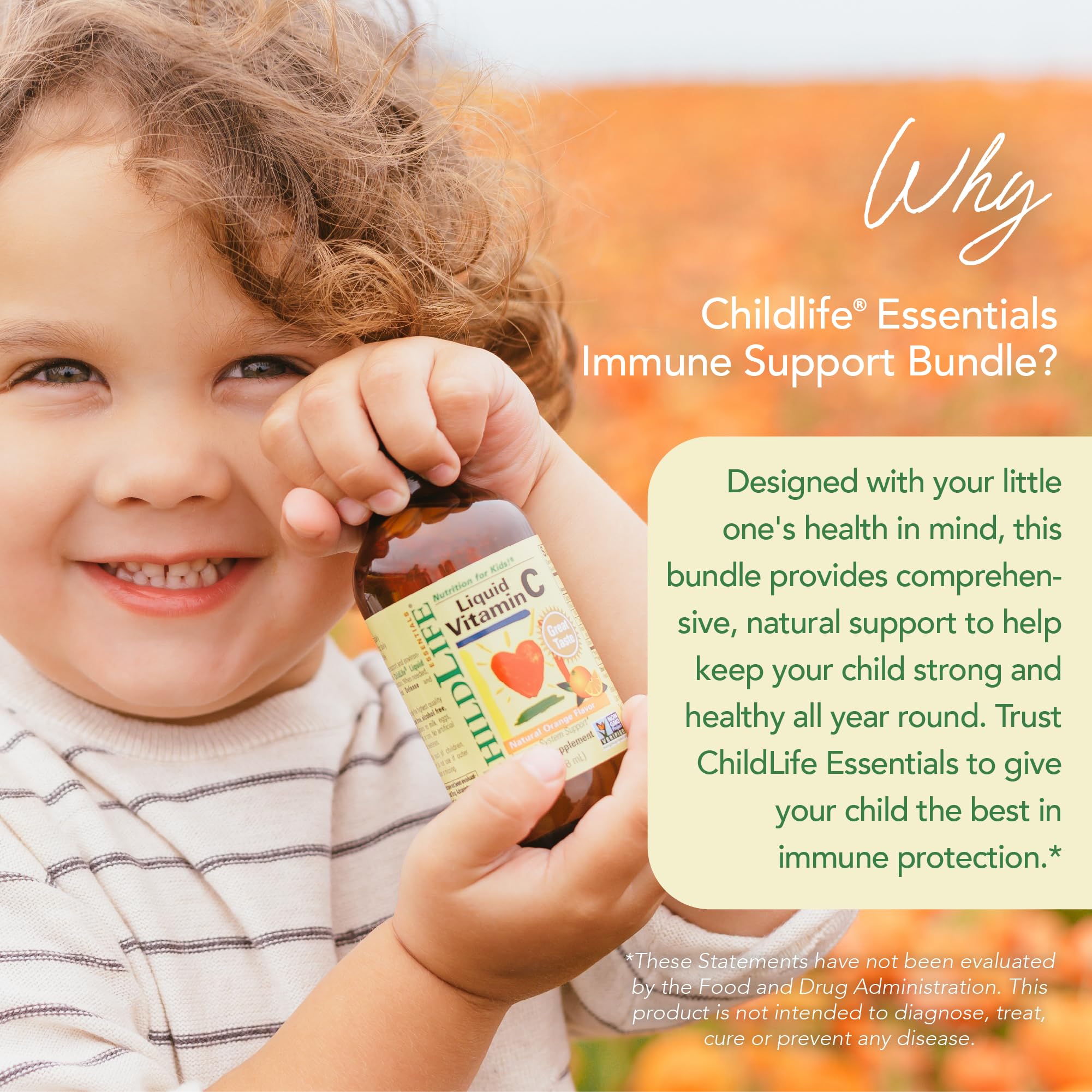 ChildLife Essentials liquid vitamin C drops bottle, easy-to-dose for children.