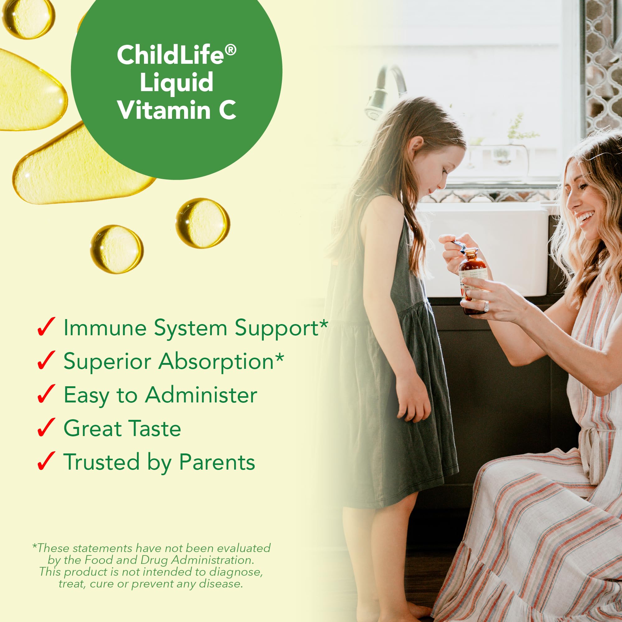 ChildLife Essentials orange flavor label close-up emphasizes natural taste.