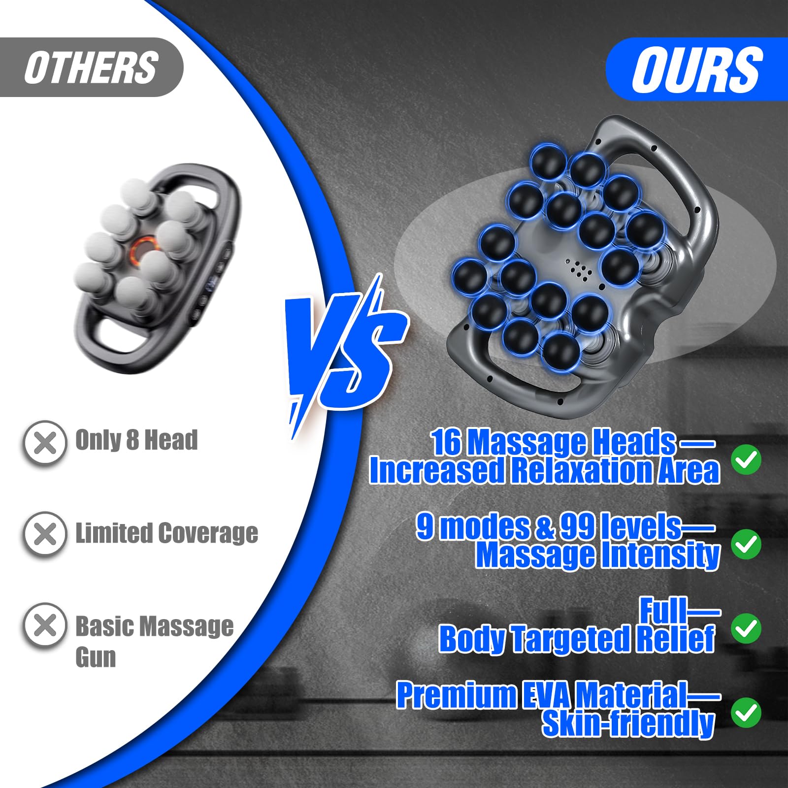 Chinensis Massage Gun with 16 heads attachments for full-body relief