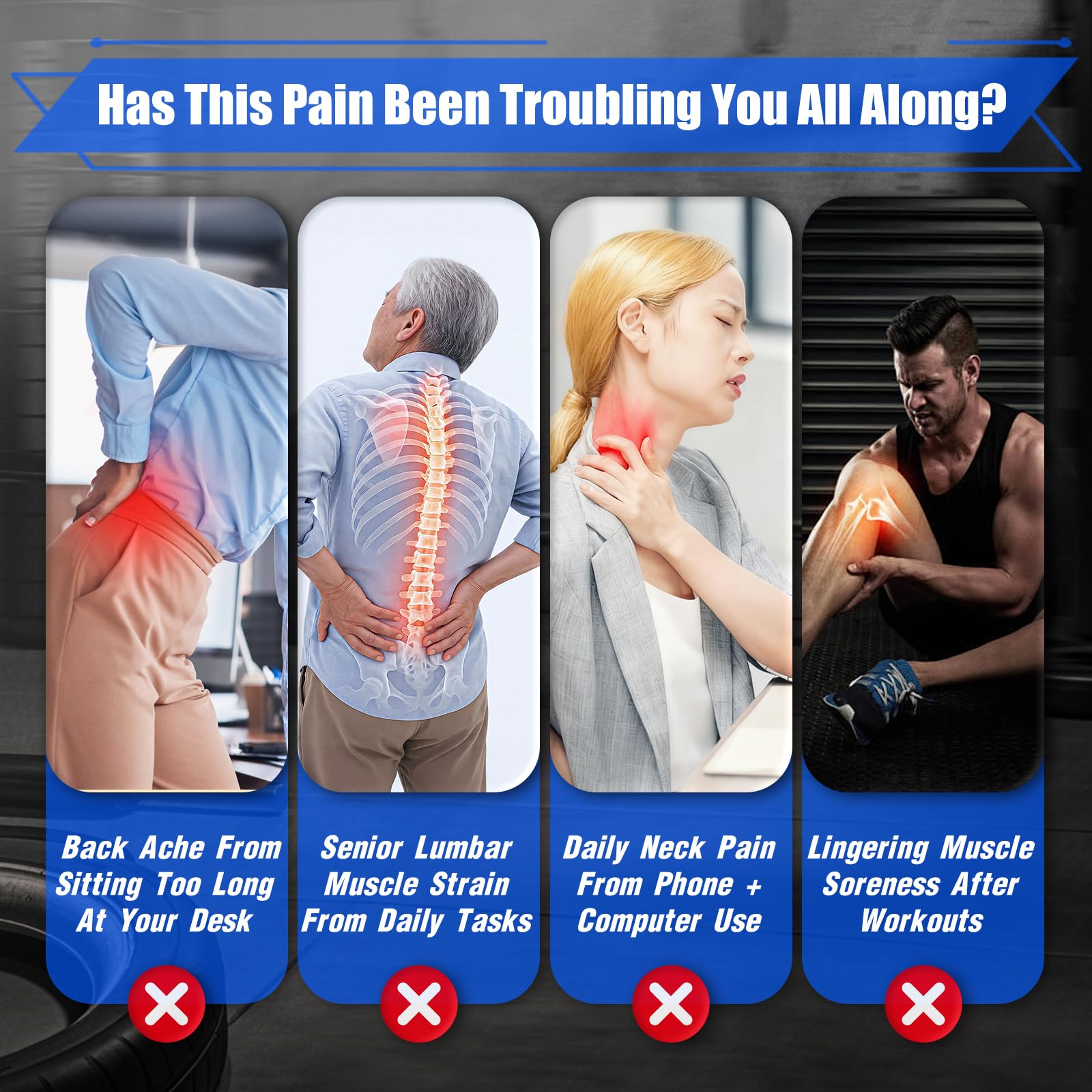 Chinensis Massage Gun used on back and shoulders for muscle relaxation