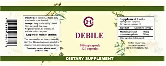 Chi's Enterprise Debile capsules close-up, ready to support gentle digestive comfort