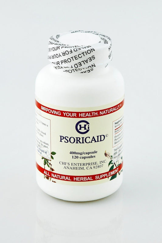 Chi's Enterprise Psoricaid 120-cap bottle for daily herbal skin support