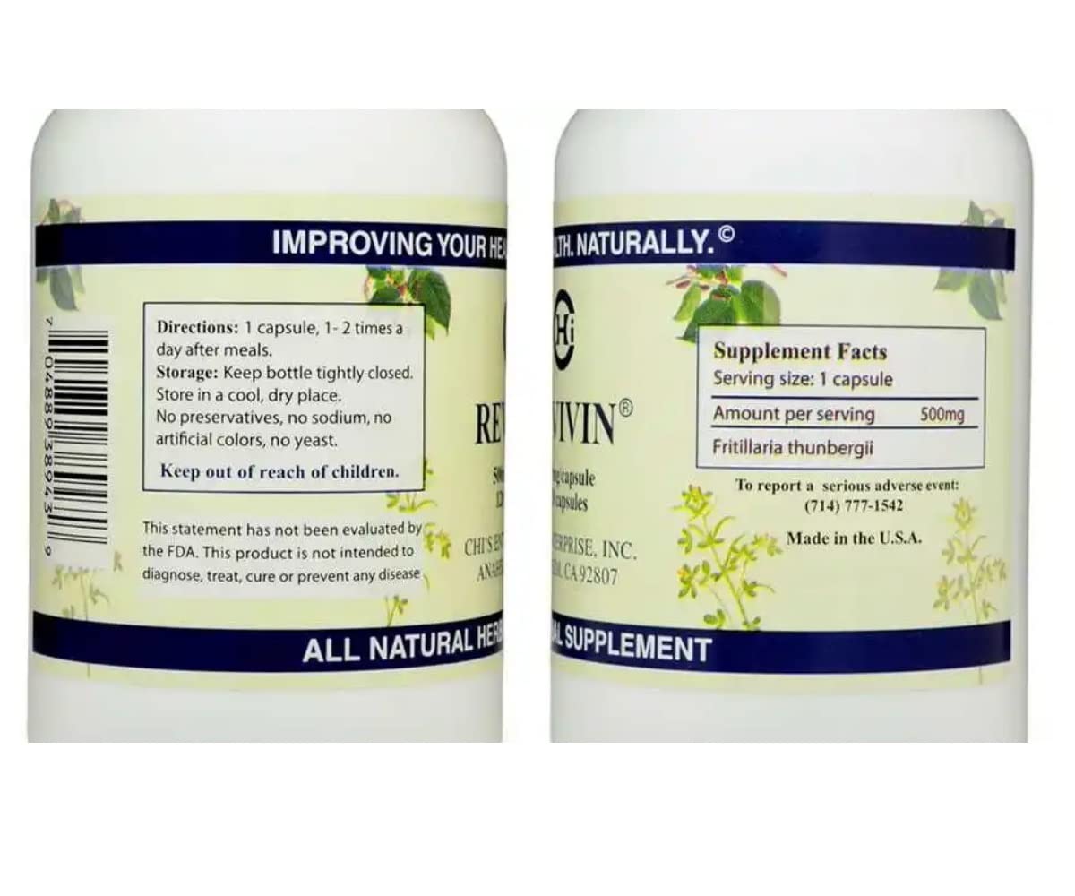 Chi's Enterprise Revivin capsules close-up highlighting convenient daily capsules.