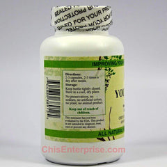 Close-up of Youth Chi capsules from Chi's Enterprise, signaling convenient, estrogen-free bone wellness