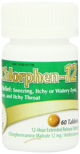 Chlor-Trimeton tablets close-up showing 12 mg extended-release formula.