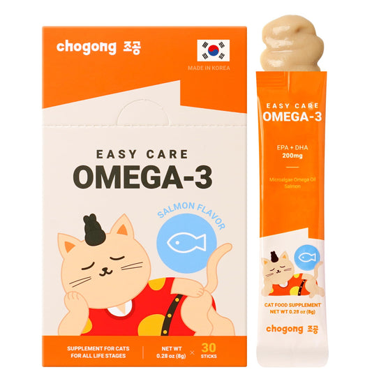 Chogong Easy Care Omega-3 salmon puree for cats supports daily skin and coat health.