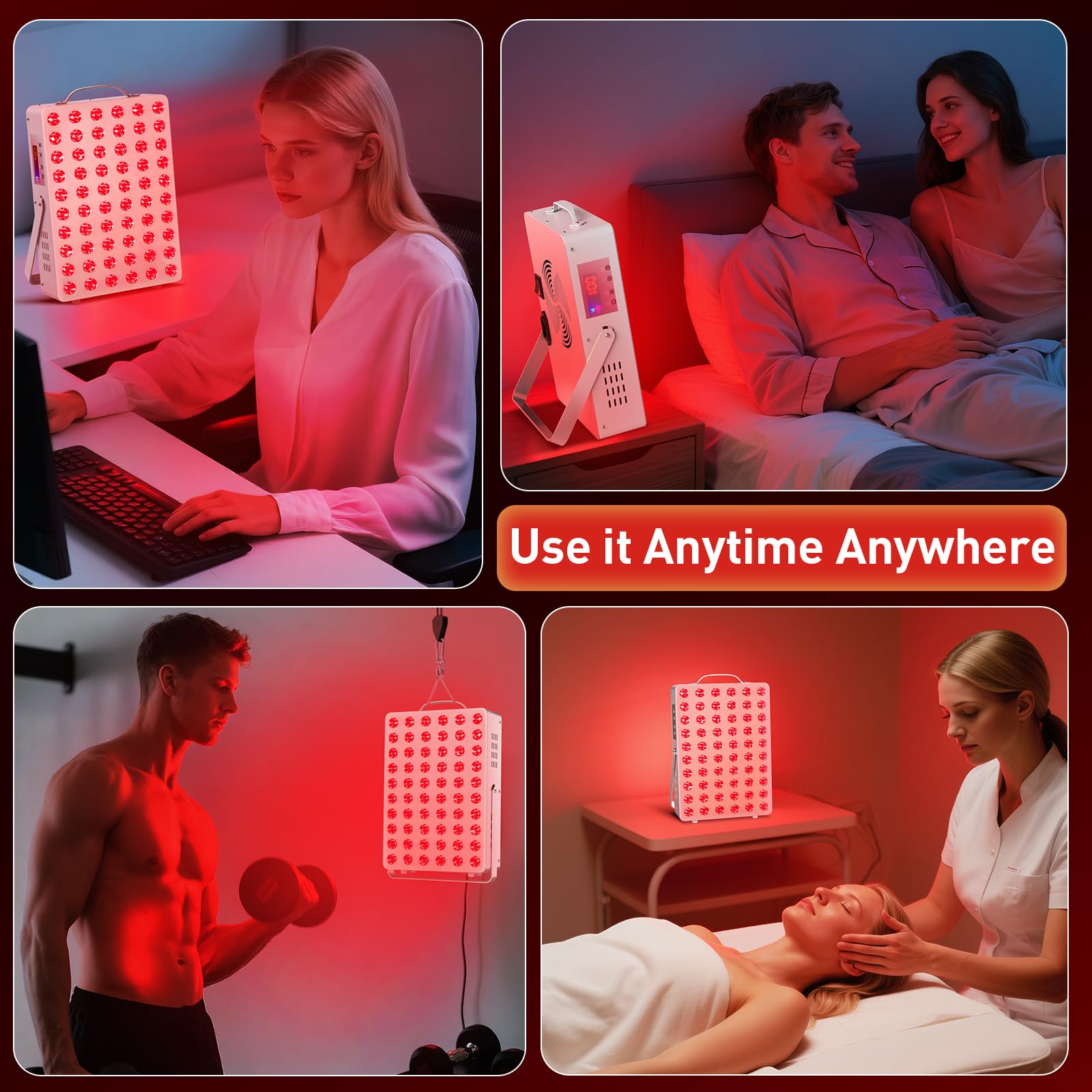 Cholas red light panel on adjustable stand enabling versatile positioning.