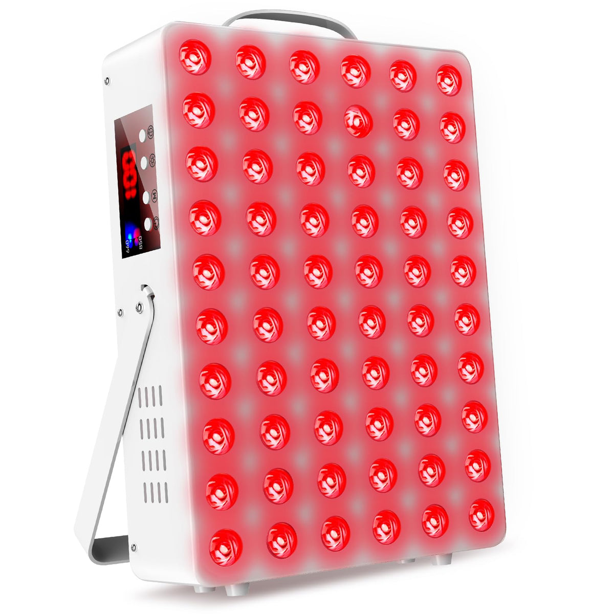 Cholas red light therapy panel centered on the face for rejuvenation and quick use