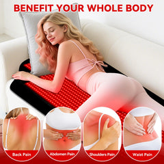 Cholas mat demonstrates dual wavelengths 660nm and 850nm for wellness.