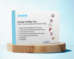 Choose Health 7-in-1 at-home fertility test kit cover showing privacy and convenience.
