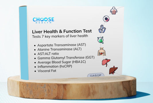 Choose Health liver test kit front view for convenient at-home liver health checks.