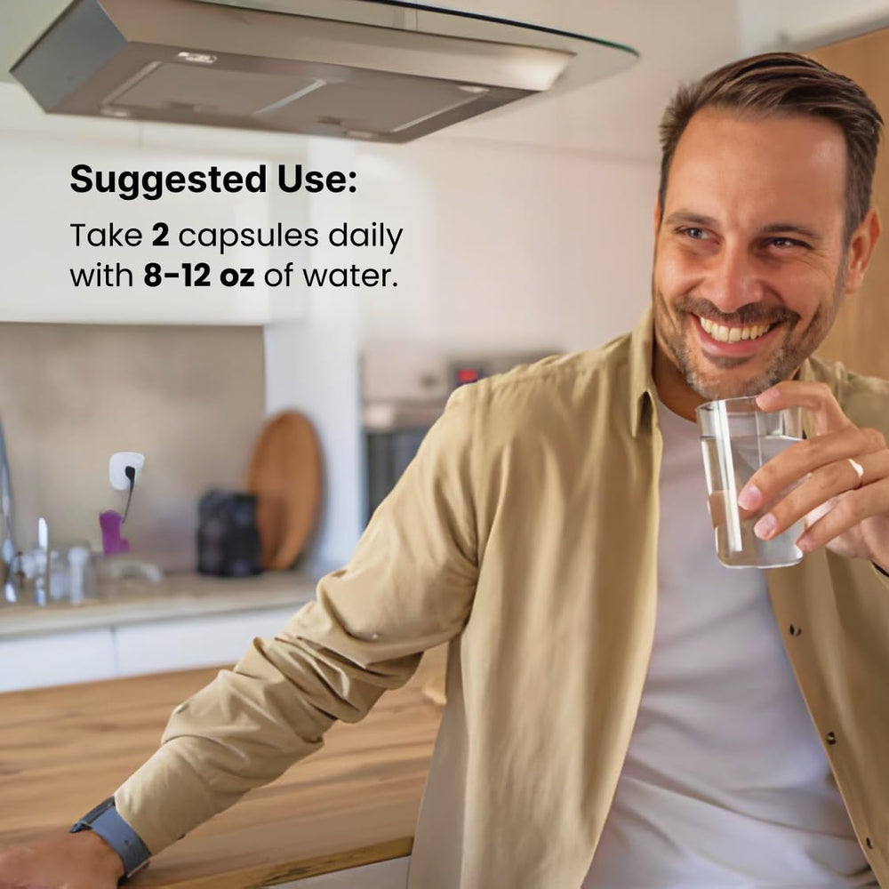 CHOQ Armor packaging on countertop with water for daily use