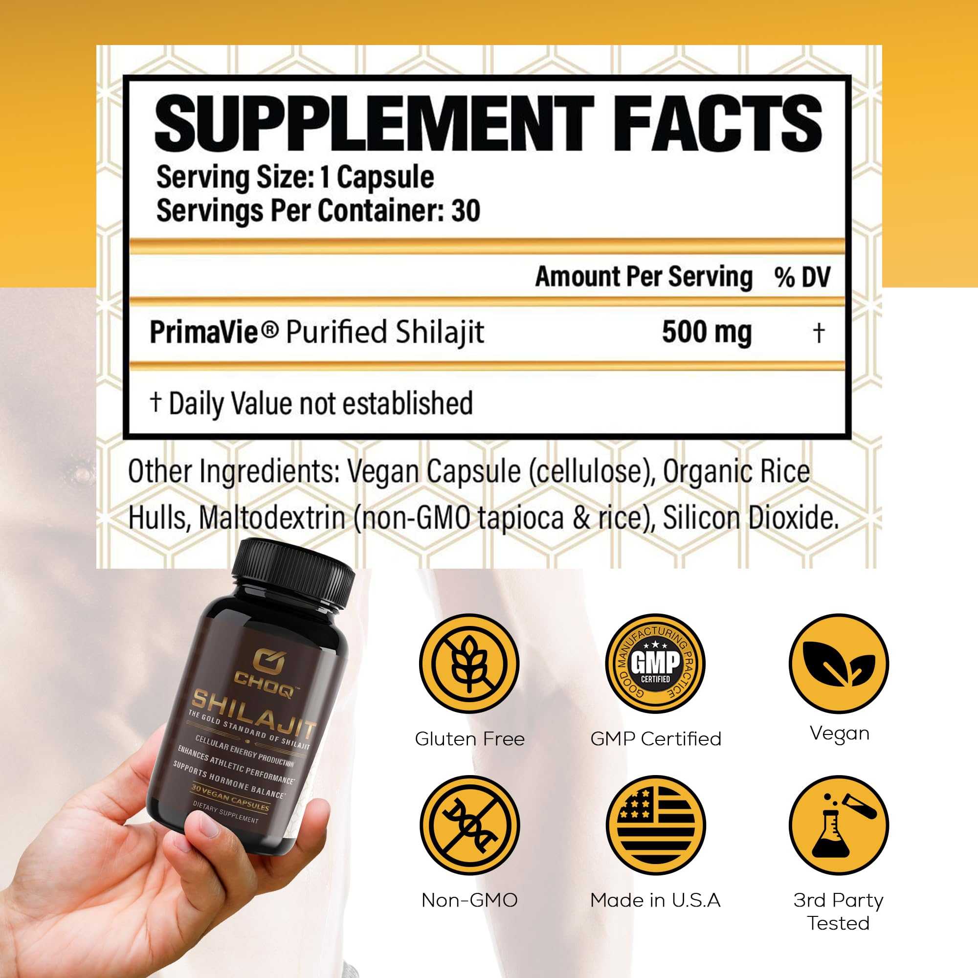 CHOQ Shilajit collagen and joints support benefits for skin and mobility.