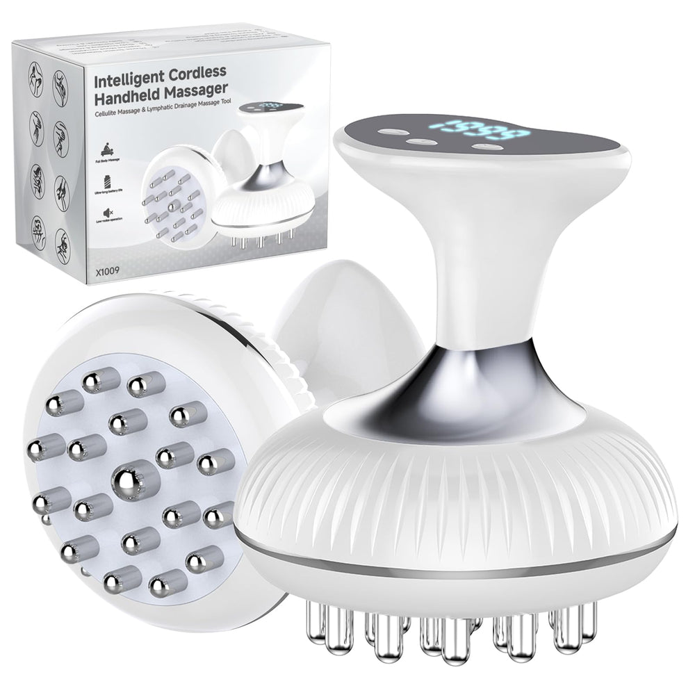 Choufaly lymphatic drainage massager front view showing compact design and ergonomic grip for full-body use.