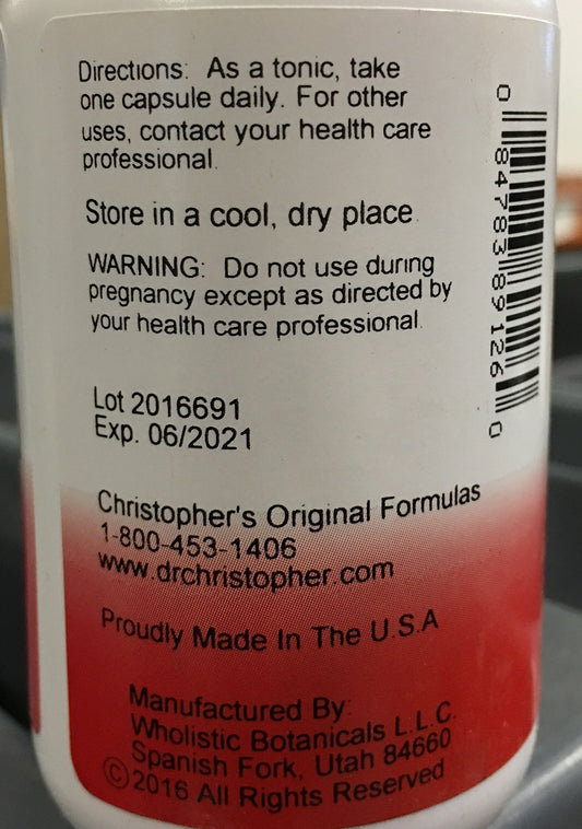 Christopher's Cleanse False Unicorn capsules for convenient daily intake