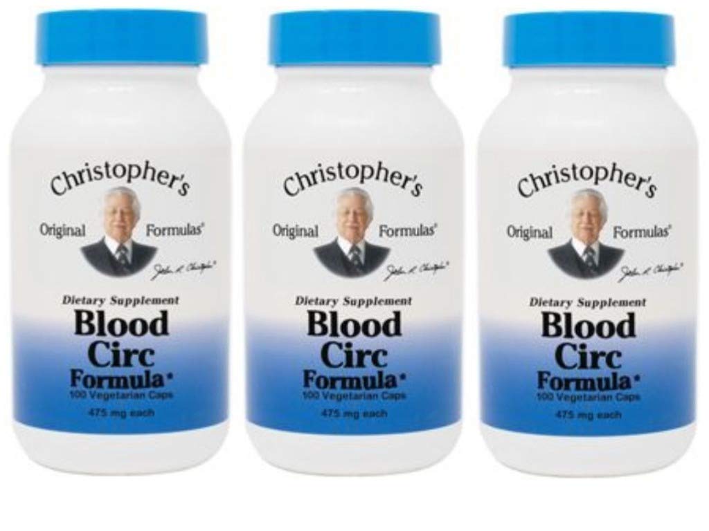 Christopher's Original Blood Circ Formula bottle showing herbal blend for circulatory support.