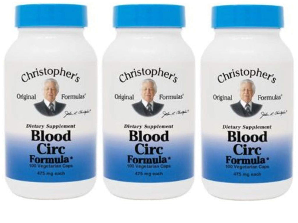 Christopher's Original Blood Circ Formula bottle showing herbal blend for circulatory support.