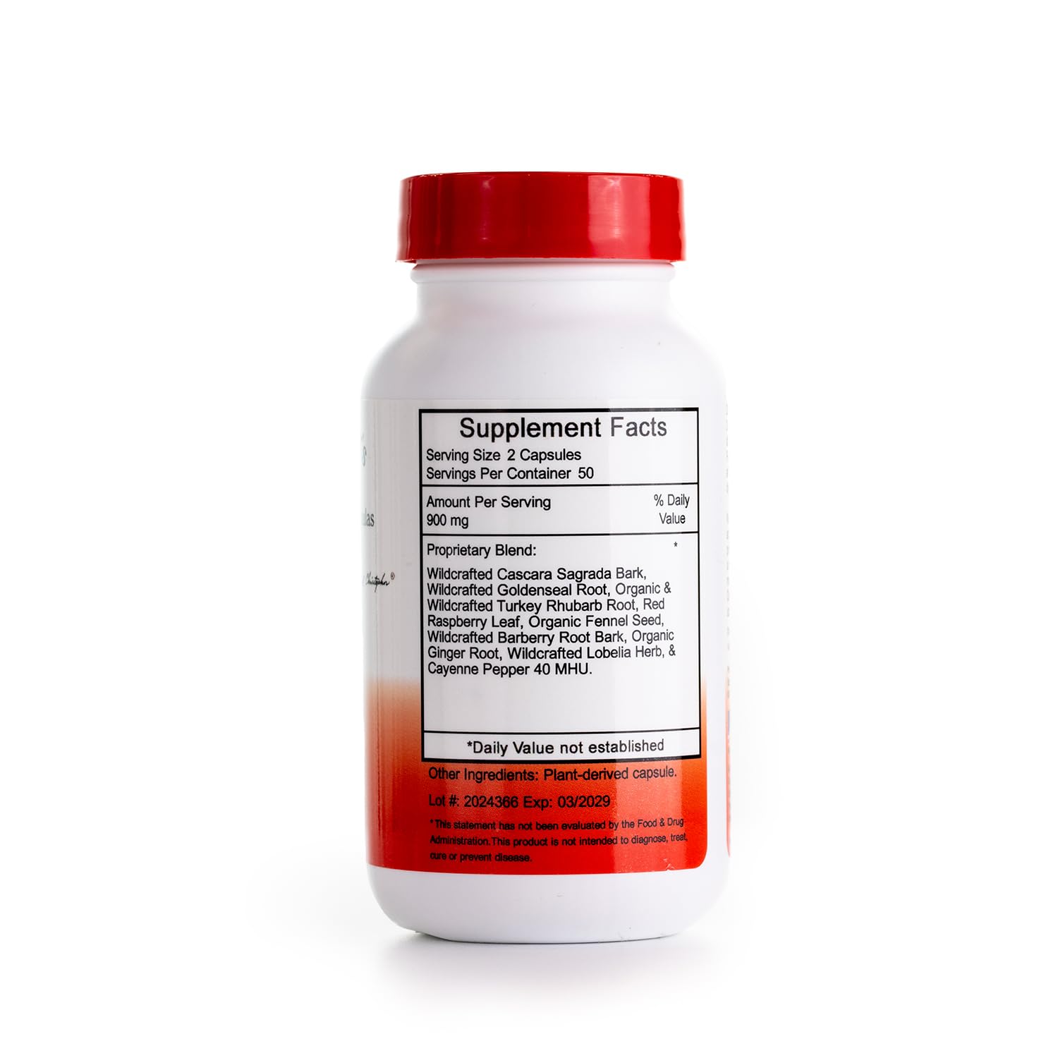 Christopher's Original Formulas herbal blend ingredients in a jar, suggesting gentle detox and regularity.